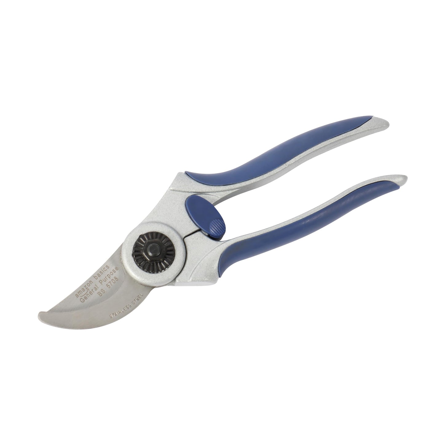 Amazon Basics Professional Hand Pruners, Pruning Shears for gardening, 7-inch Steel Bypass Garden Scissors, Blue