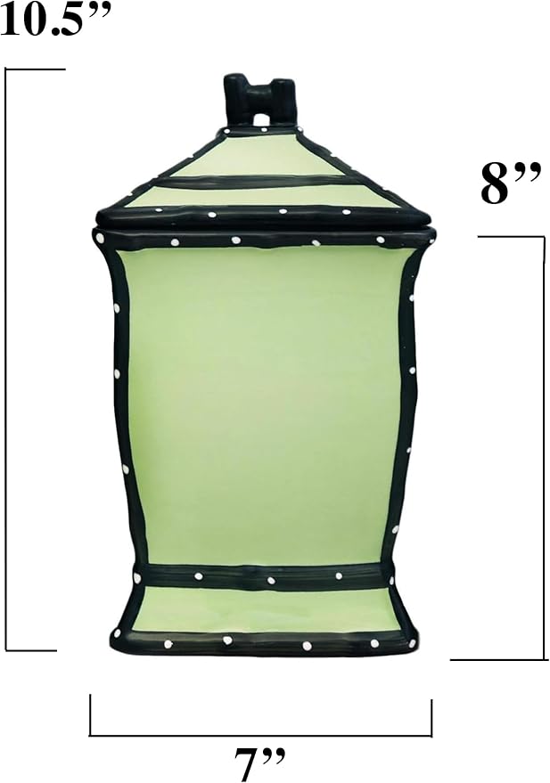 ACK Tuscany Hand Painted Ruffle Green Ceramic Cookie Jar with Lid and Rubber Seal, Food Storage Jar, Kitchen Décor, Snack Storage Container for Cookie, Candy, Snake and More