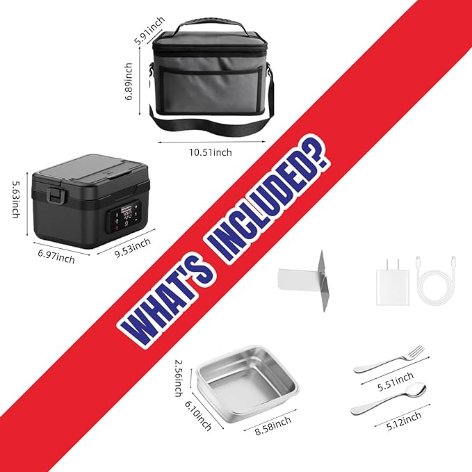 Cordless Electric Lunch Box, Heated Portable Food Warmer with 10000mAh Battery, 1L/1.5L Capacity, 3-Modes for Office Car Travel