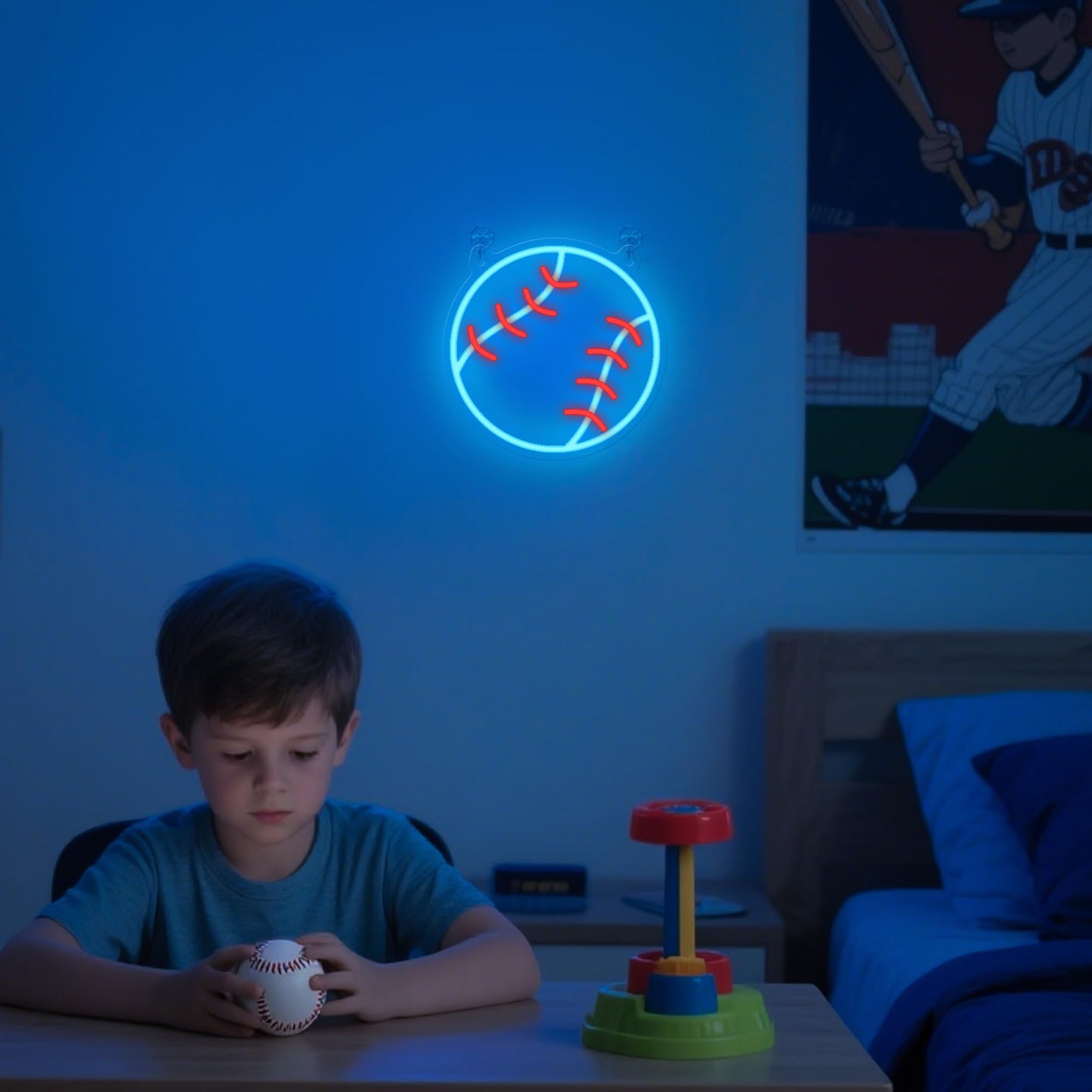 CoolGift Mart Baseball Neon Sign - Dimmable Sport Wall Decor with USB Power, Unique Gifts for Men & Boys 8-12, LED Bedroom Lights for Man Cave College Dorm Baseball Fan Accessories