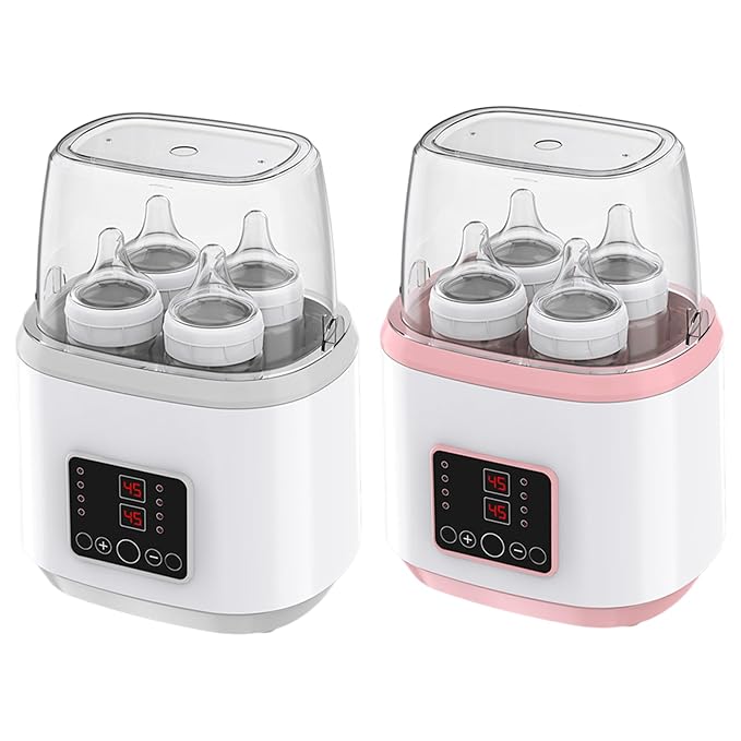 Baby Bottle Warmer & Steriliser Temperature Adjustable Portable Bottle Warmer Remote Control Baby Food Heater with LCD Display for Breastmilk or Formula, Grey