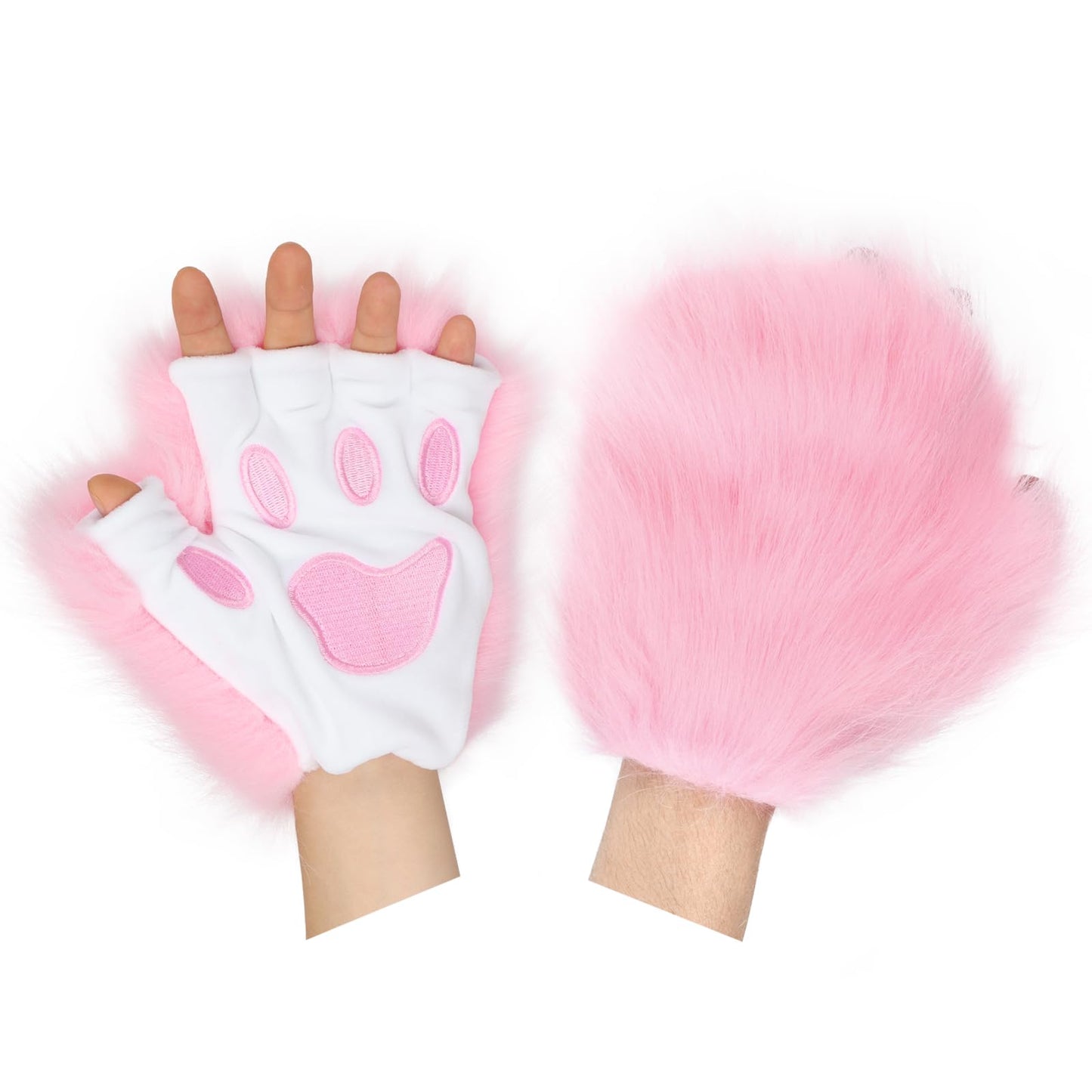 HAOAN Wolf Paw Gloves Faux Fur Cat Fingerless Mittens Winter Warm Halloween Fancy Party Costume Accessories