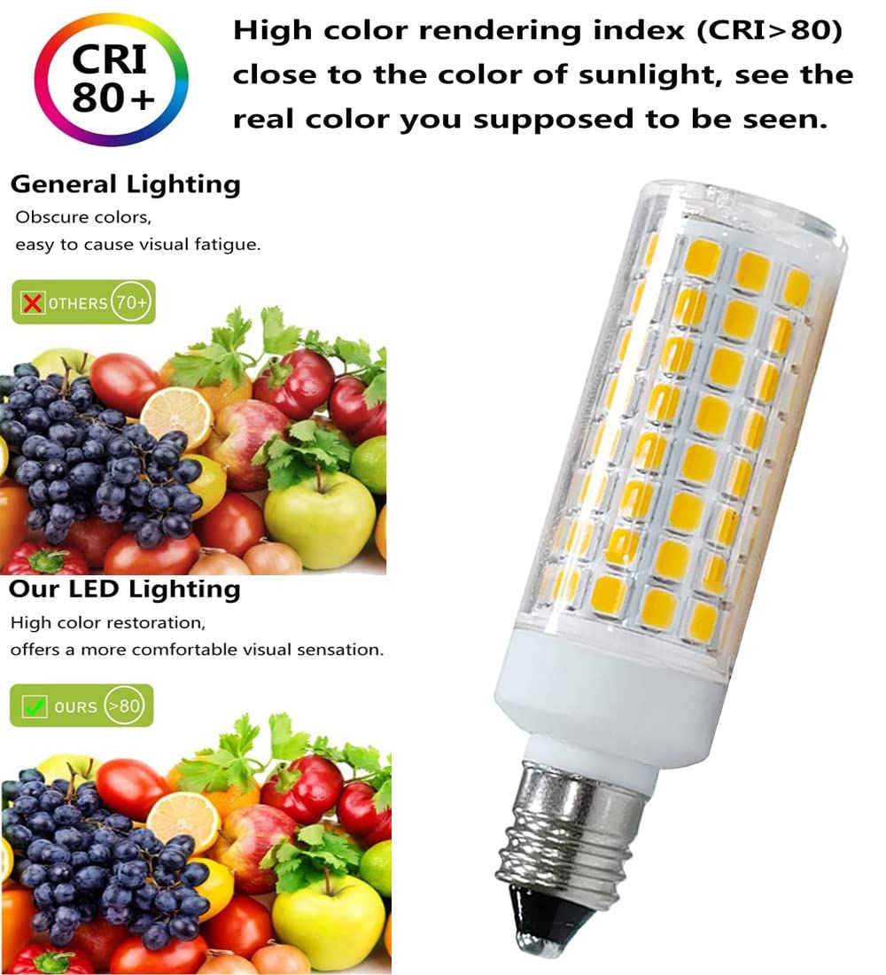 Haoguais 2-Pack Led E11 Bulbs E11 Mini Candelabra Base Warm White 3000K 75W Halogen Equivalent 120V 7W Jd T3 T4 Corn Bulb Indoor Lighting