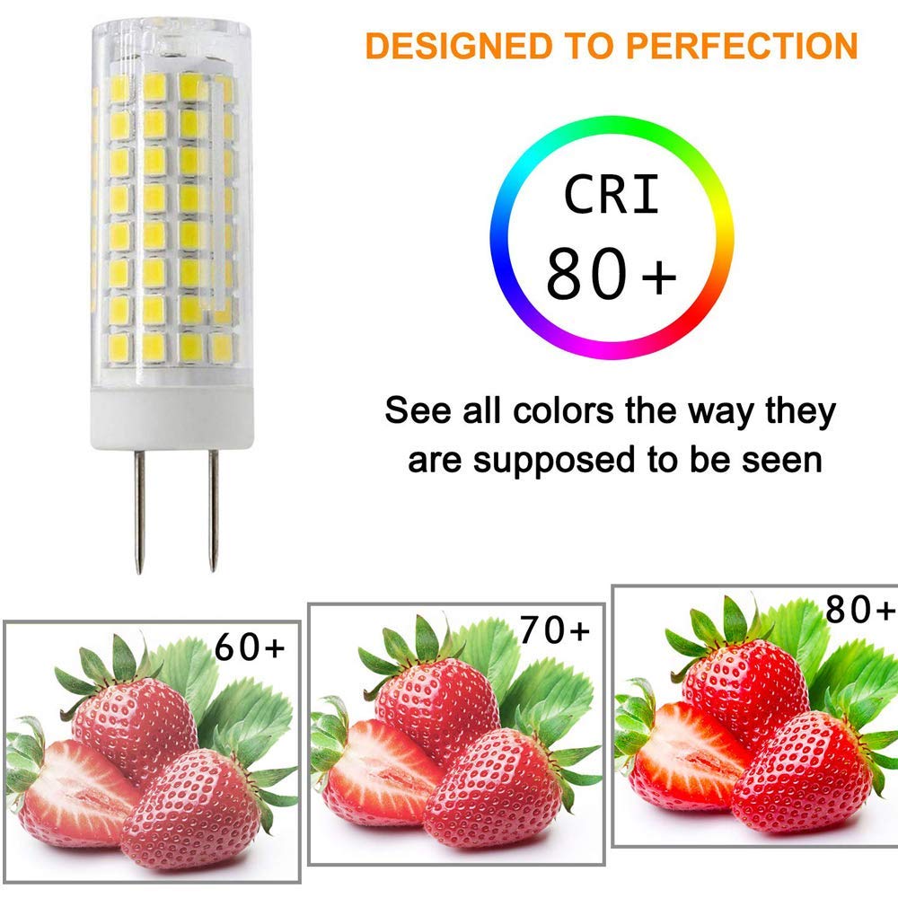 Syxkj G8 Led Bulb, 7W Dimmable Halogen Replacement, 720Lm, Daylight White, 4 Pack, Ceramic, Under Cabinet Kitchen Lighting