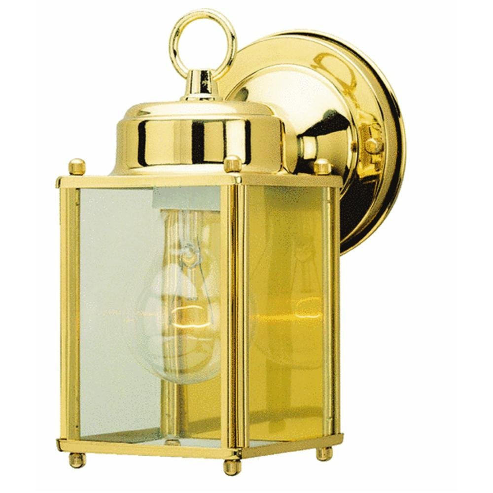 Westinghouse One Light Exterior Wall Lantern, Polished Brass, Clear Glass, Model 6693600, One Size