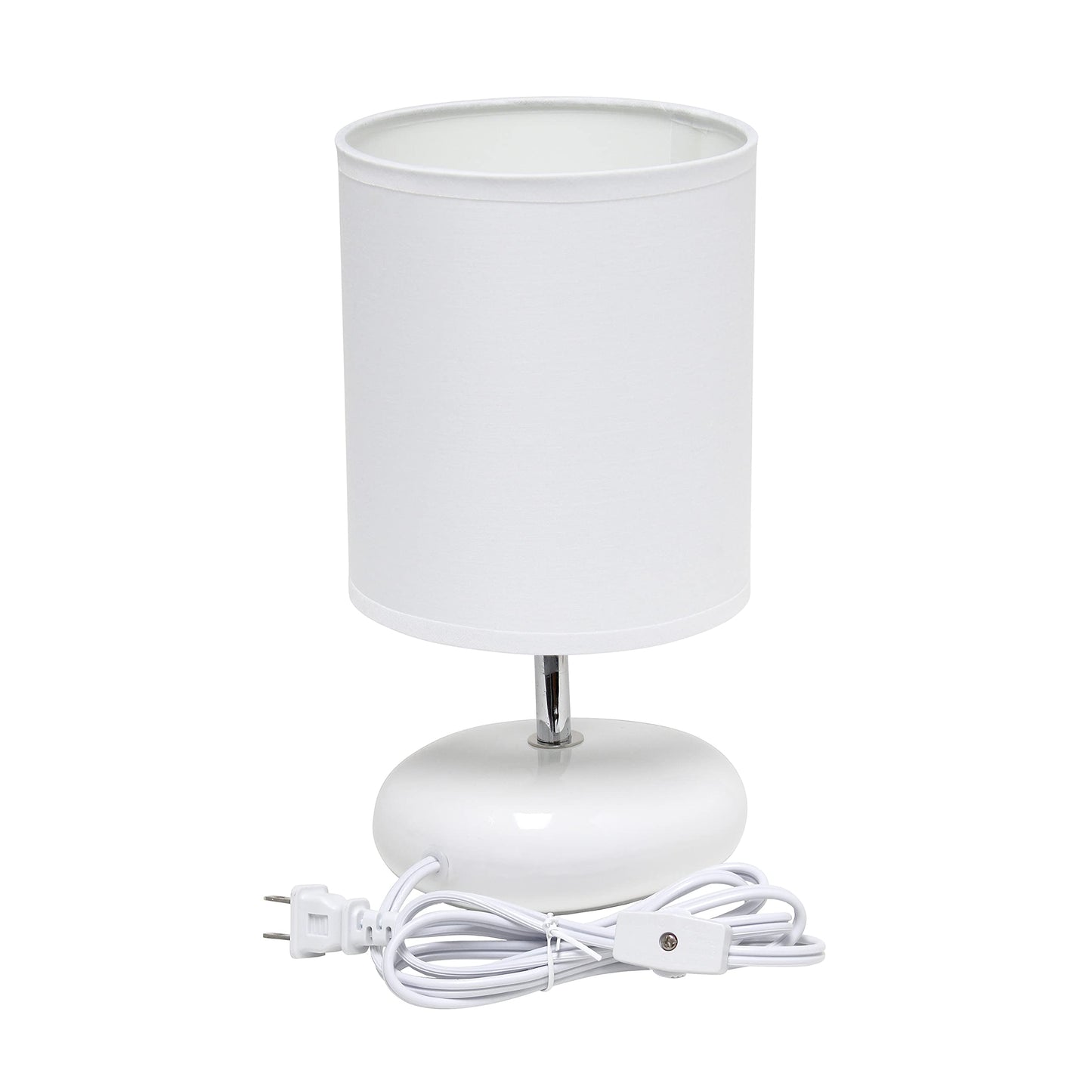 Simple Designs Lt2005-Wht-2Pk Bedside Table Lamp Set, Small, Ceramic, White, 2 Pack