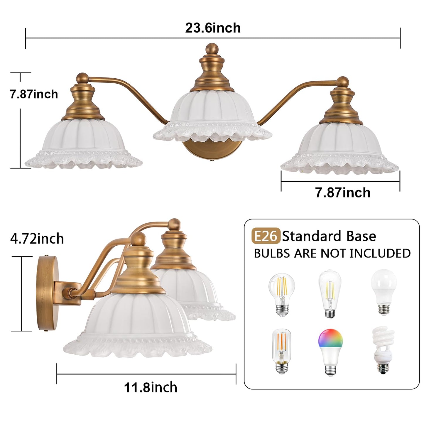 XIEDUN Bathroom Vanity Light White 3 Light