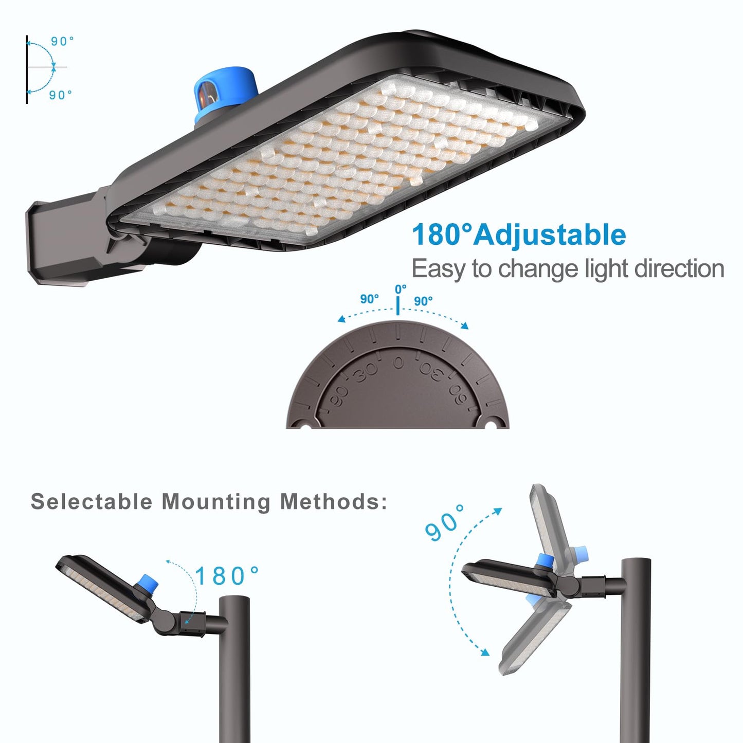 4Pack 240W Led Parking Lot Light (36000Lm Eqv 1000W Hid/Hps) 5000K Slipfitter Mount Led Pole Light With Dusk To Dawn Smart Photocell Ip65 Outdoor Area Lighting-7Yrs Warranty