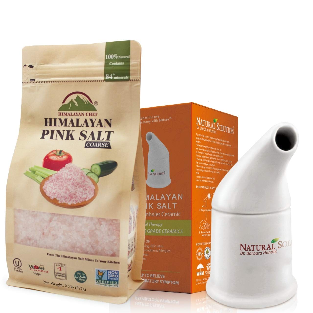 WBM LLC Natural Himalayan Pink Salt With Ceramic Salt Inhaler 1.7 Lb