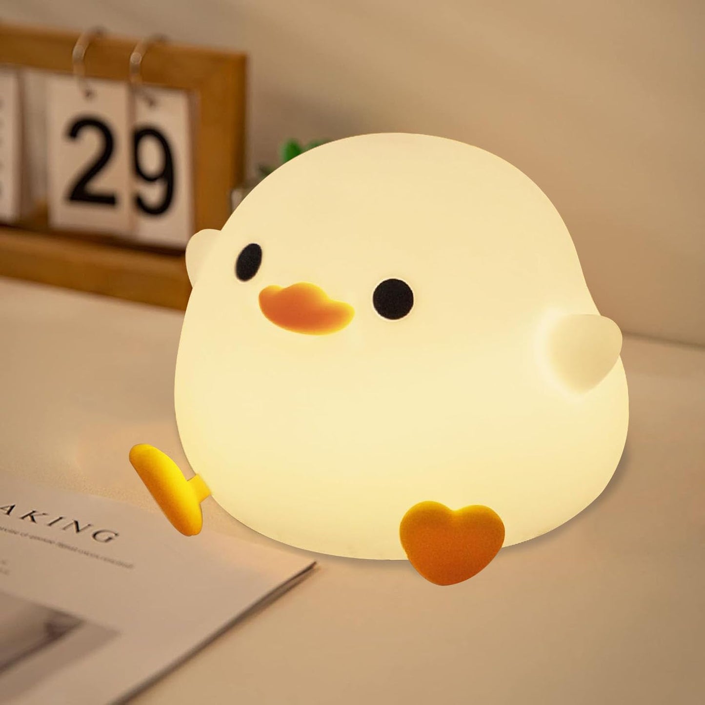 DREAMING MY DREAM Cute Duck Lamp,Do Do Duck Night Light,Silicone Squishy Nursery Bedside Lamp,USB Rechargeable Touch Table Lampf