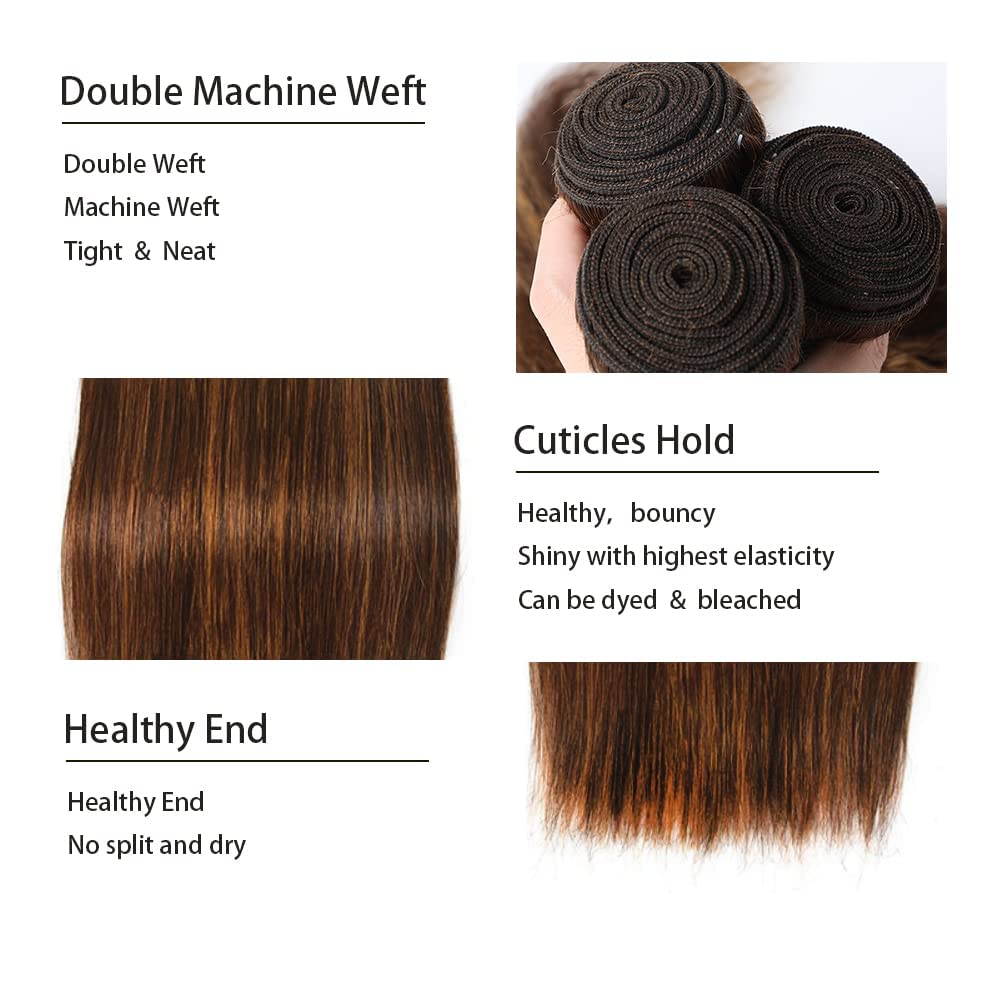 Lagalaga Bundles Human Hair 24 26 28 Inch Straight Wave P4/30 Human Hair Bundles Unprocessed Brazilian Virgin Hair Quick Weave H