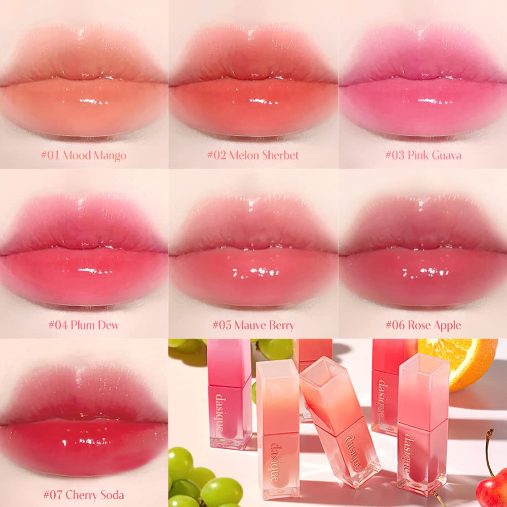 dasique Juicy Dewy Tint (04 Plum Dew) 0.12 oz | Light Application with moisture | Long-wearing Glossy Lip Stain, Non-sticky | Ve