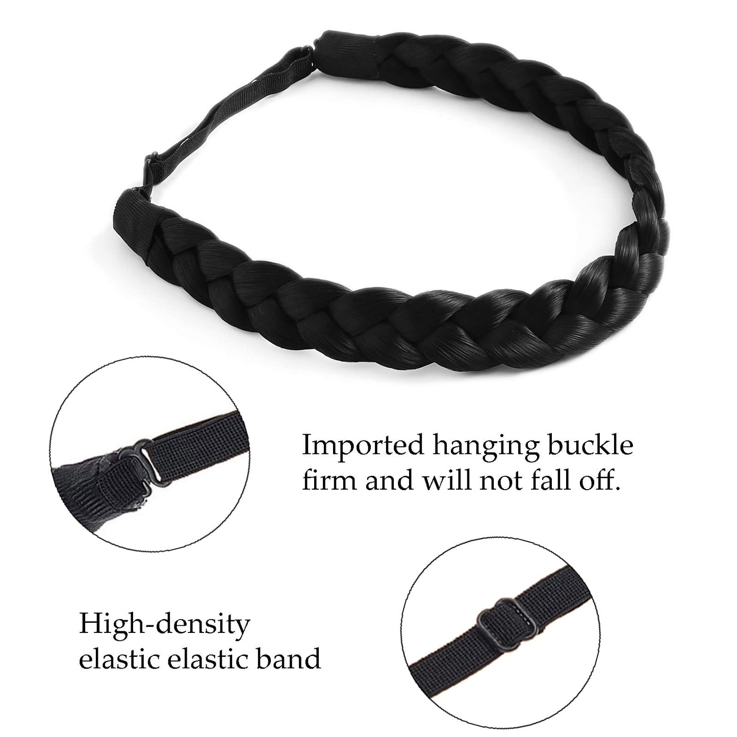 TOECWEGR Braid Headband 3 Strands Synthetic Braided Headbands Stretch Plaited Hairpiece Fashion Girl Costume Hair Accessories