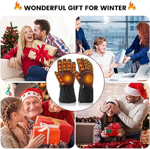 Heated Gloves for Men Women, Electric Winter Gloves Waterproof Heating Gloves Warm Thermal Touchscreen Cold Weather Hand W...
