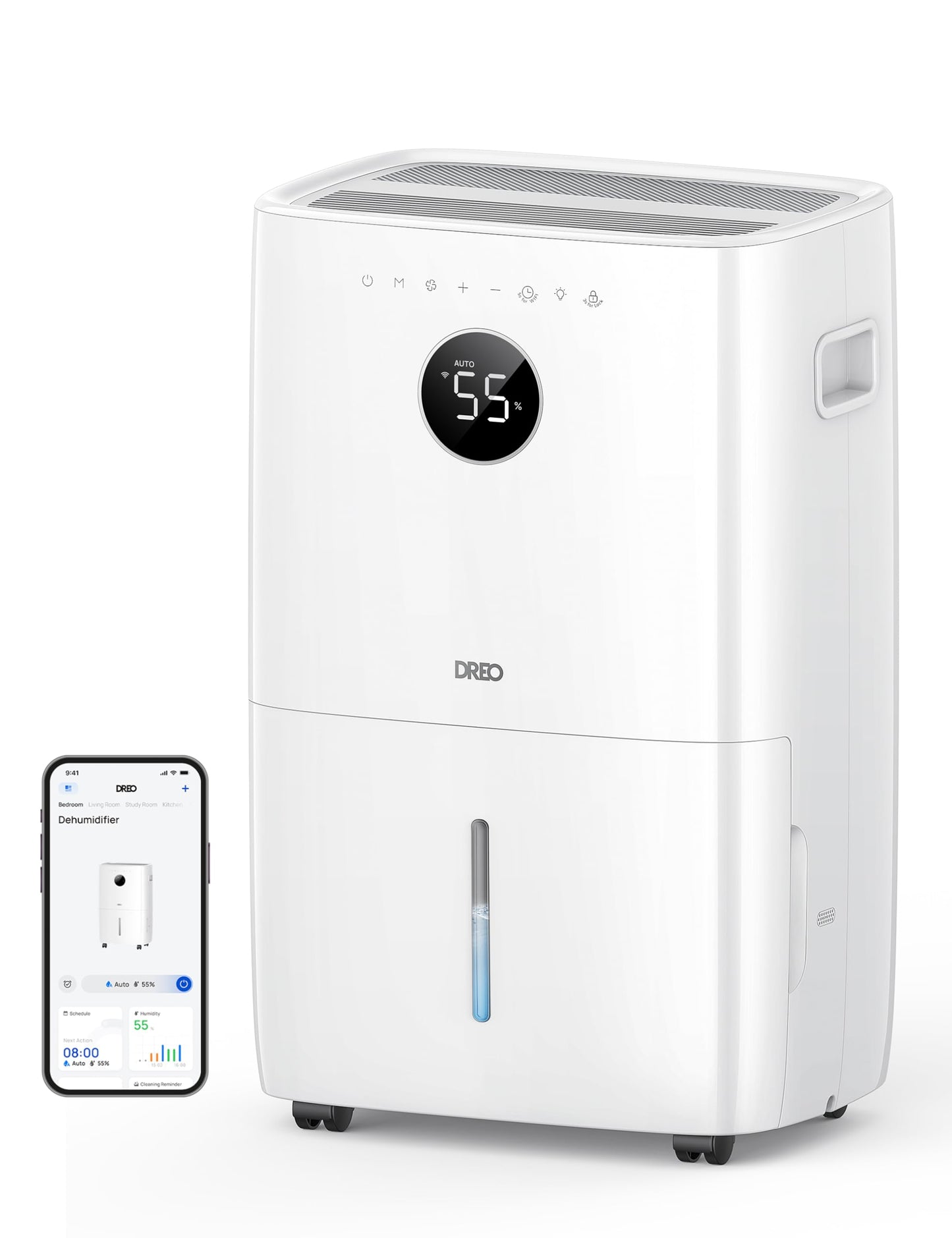 Dreo 110-Pint Smart Dehumidifier for Basement, 4500 Ft for Large Room, 2 Gallon Water Tank, Auto/Comfort/Constant Mode Dehumidif