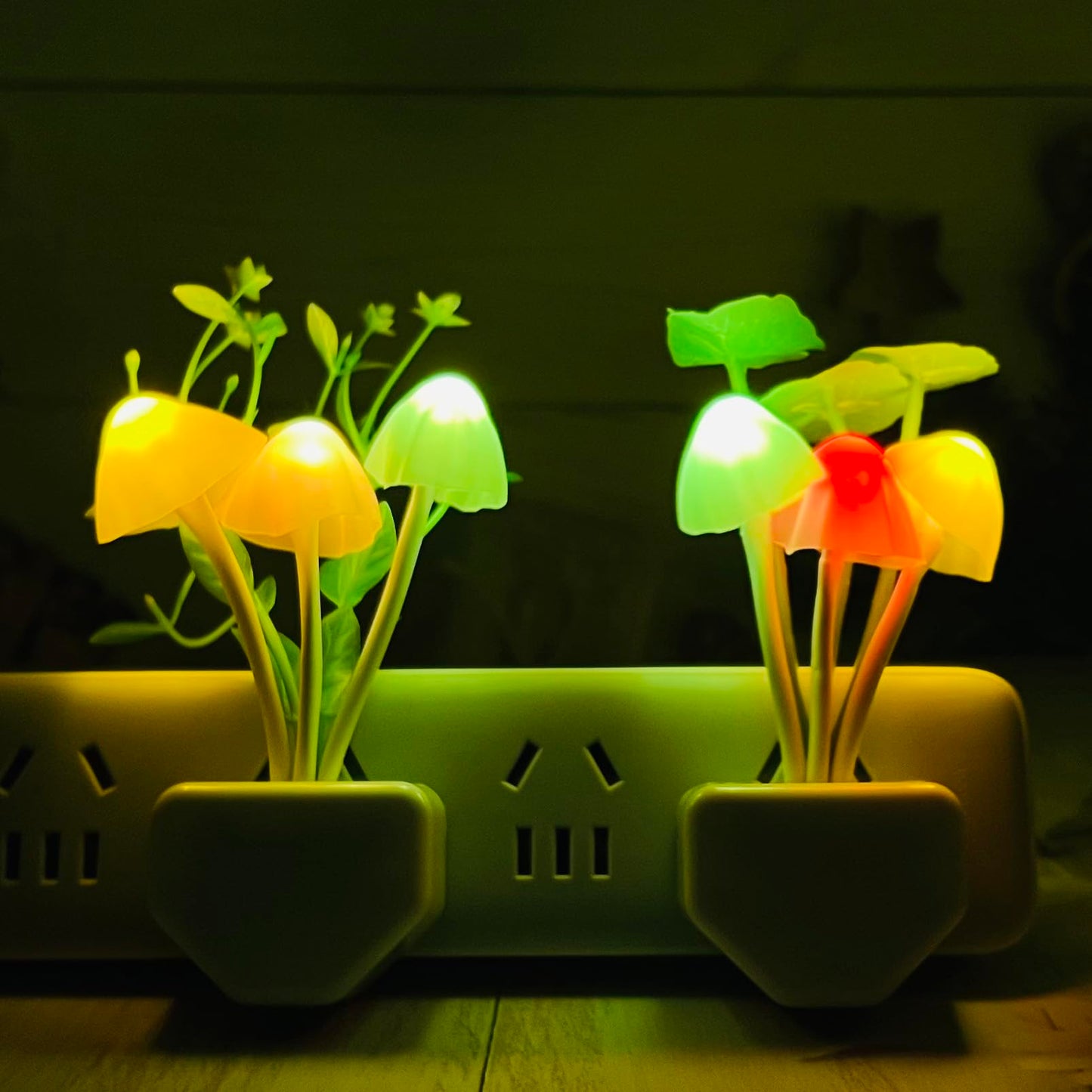Zezhou Smart Sensor Led Night Lights 2 Pack 7 Color Changing W/Dusk To Dawn Sensor Auto On/Off Mushroom Dream Bed Nightlight 0.6W Plug-In Wall Lamp Gift Ideal For Nursery Baby Kids Children mature-themeds