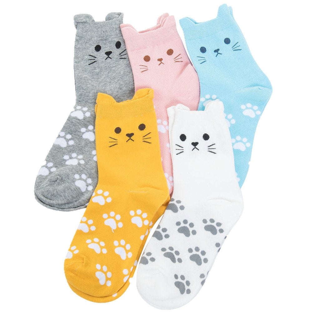 Losa Kute Womens Crew Socks for Women Cute birthday Cats Gifts boot Funny Fun Cotton Girls Cat Ladies Novelty crazy girlfriend gift Sock Size 7-9 Women's Dress Long Soft Cotton Socks X1-catear906
