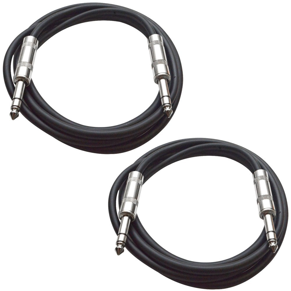 Seismic Audio Speakers Trs To Trs Patch Cables, Male To Male, 3 Foot Cable, Orange And Orange