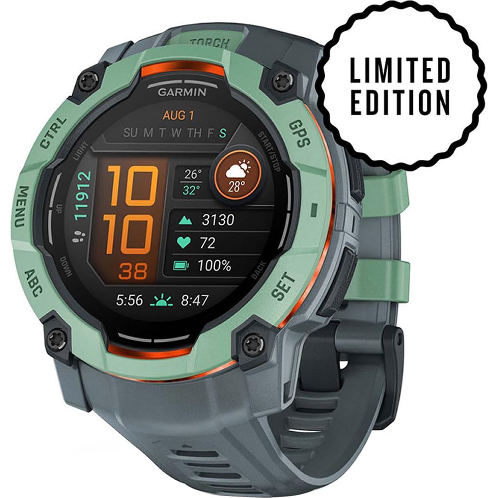 Garmin Instinct 3-50 mm Outdoor GPS Smartwatch, AMOLED, Neo Tropic with Twilight Band 010-03020-01 Bundle with 2 YR CPS Enhanced Protection Pack & Deco Essentials Screen Protector