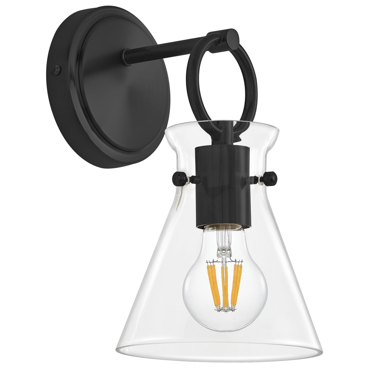 Gednbo Wall Sconce For Bathroom Modern Vanity Light Fixtures Hardwired Wall Mount Lighting Lamp Farmhouse Wall Lights With 6 Clear Glass Shade For Bedroom Living Room Mirror Kitchen (Black 1 Pack)