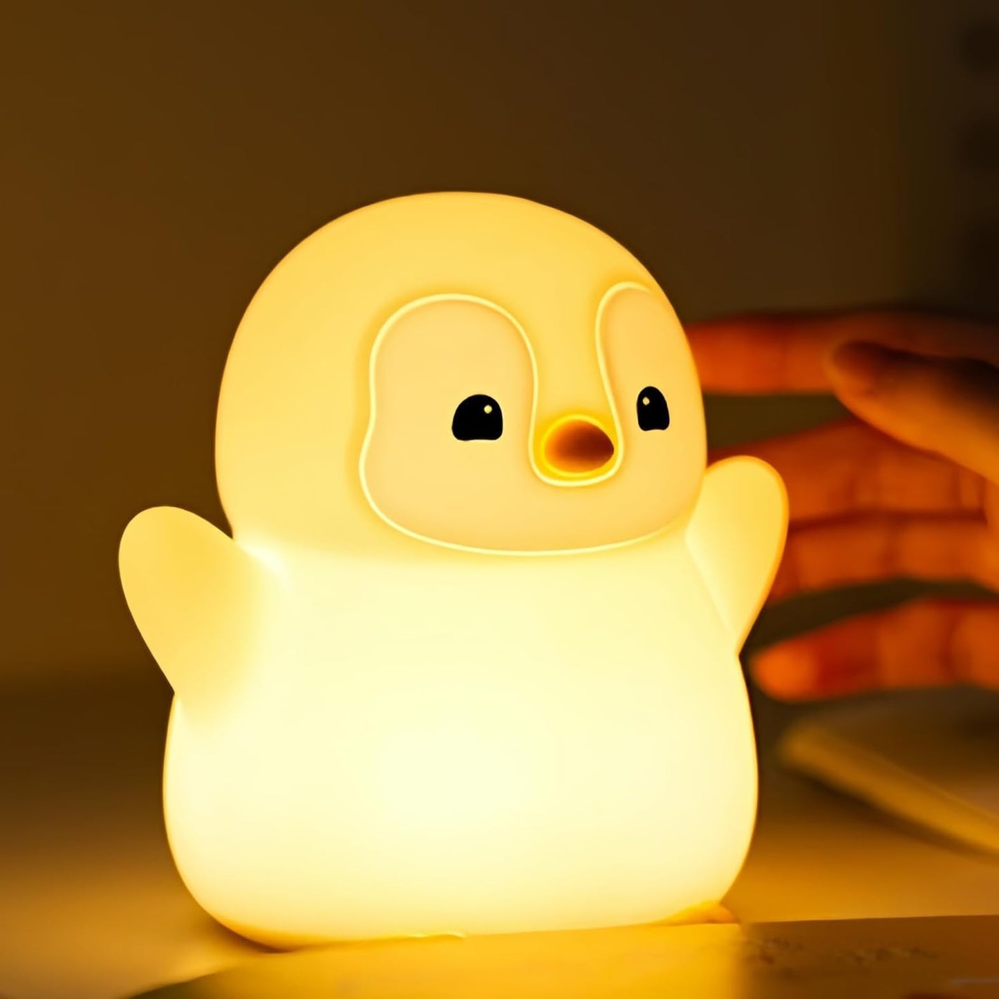 DREAMING MY DREAM Cute Penguin Night Light,LED Squishy Novelty Penguin Lamp,2 Levels Dimmable Bedroom Nightlight for Kids,Touch