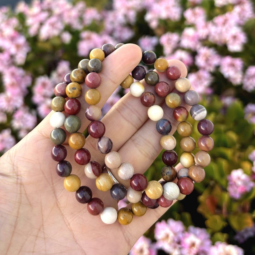 Adabele Real Natural Mookaite Jasper Gemstone Beaded Bracelet 7.5 inch Stretch Chakra Healing Crystal Stone Jewelry Women Birthd