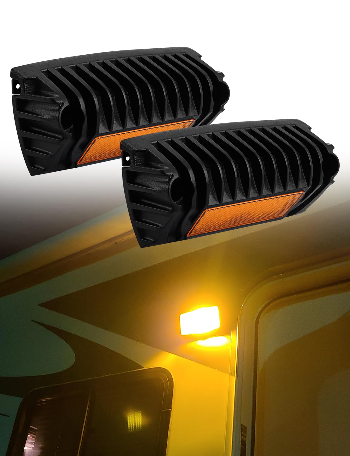 Chelhead 800Lm Led Rv Porch Light Exterior Utility Light 12V Amber Replacement Lighting Led Scene Lights Compatible With Rvs Traliers Campers Roof Rack Trucks