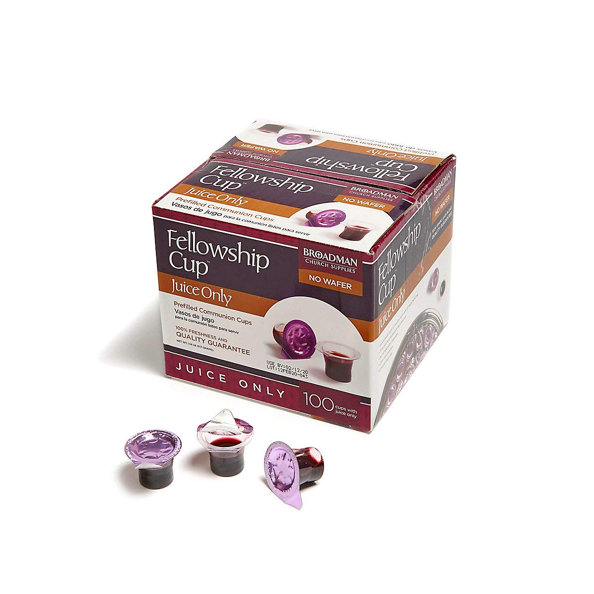 Fellowship Cup Prefilled Communion Cups with Juice Only (100 Count Box): Juice Only / No Wafer