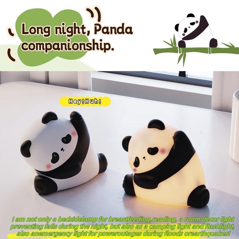 Yr Yrhh-Pet Kungfu Pose Panda Night Light Led Squishy Novelty Animal Cute Lamp Food Grade Silicone Nightlight 3 Level Dimmable Light Up Panda Decor For Room College Dorm Funny Gifts