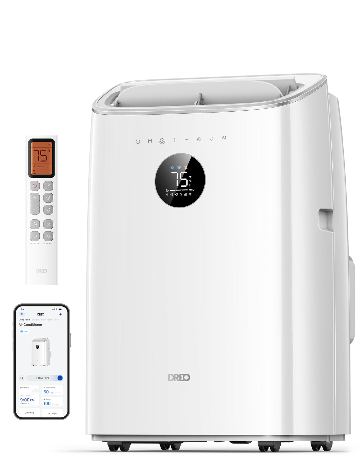 Dreo Portable Air Conditioners, 8000 BTU ASHRAE (5000 BTU DOE) Smart AC Unit for Bedroom with Drainage-free Cooling, 45dB Quiet,
