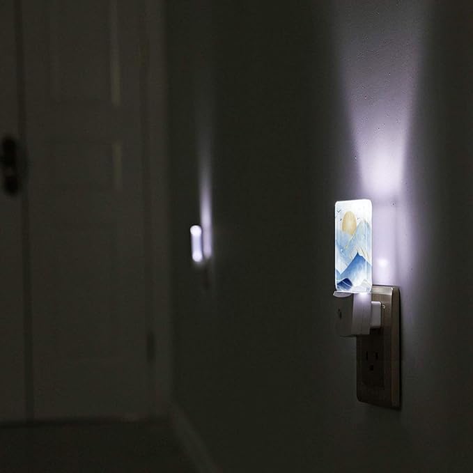Led Night Light, Mountains Sunrise Decorative Plug in Nightlights,with Smart Auto Dusk to Dawn Night Light for Bedroom, Kitchen, Nursery, Bathroom