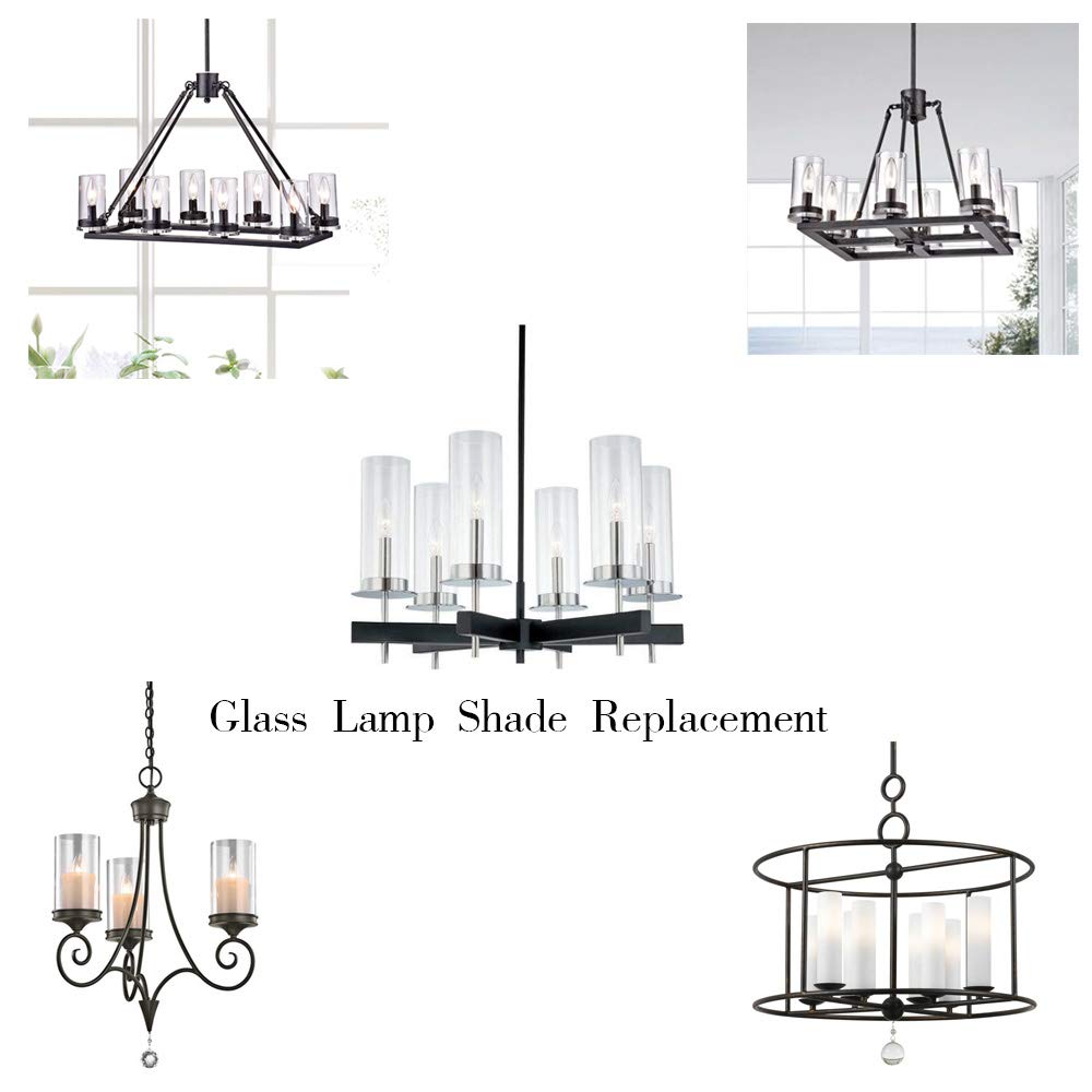 SUNWO Glass Lamp Shade Replacement, Clear Straight Cylinder, 3.5 x 8 inches, Glass Material