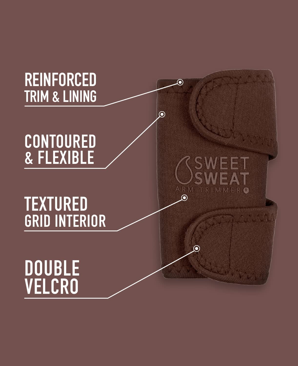 Sports Research Sweet Sweat Arm Trimmers for Men & Women | Increases Heat & Sweat Production to The Bicep Area | Includes Mesh Carrying Bag (Terra, Small)
