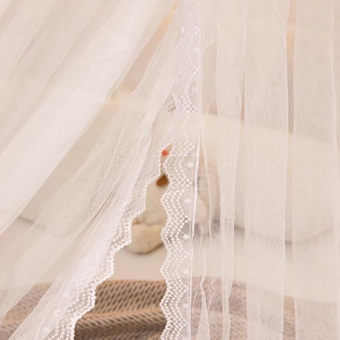 Mengersi Canopy Bed Curtains Bed Canopy,Canopy for Bed Curtains-Cozy Drape Netting,Princess Bed Drapes for Girls Adults Bedroom Decoration(Full,White)