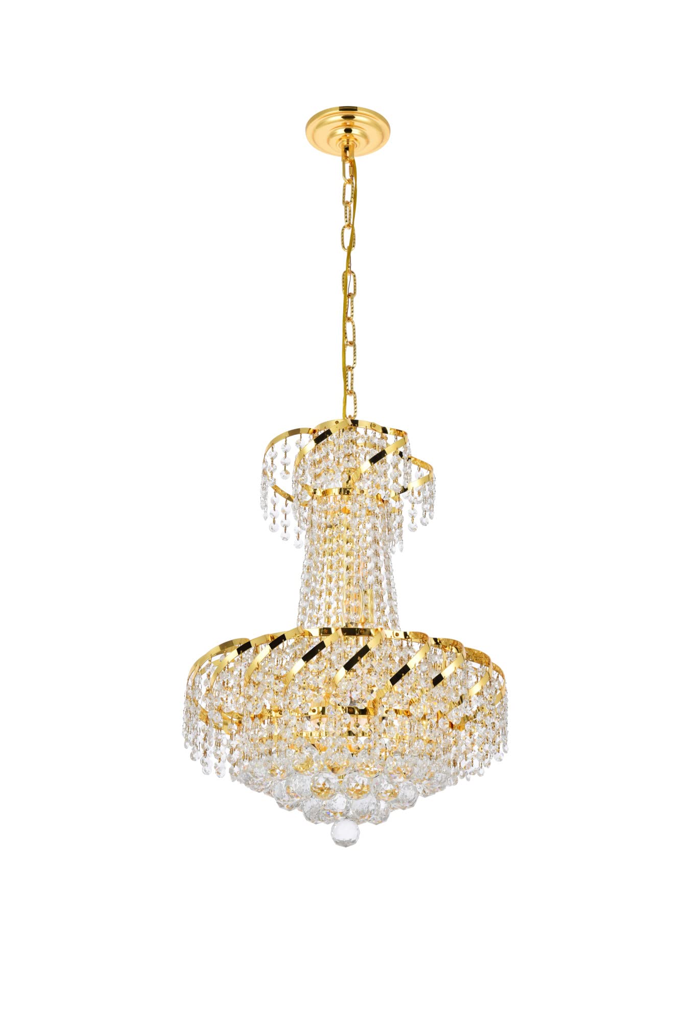Elegant Lighting Belenus 6 Light Pendant, Gold Finish, Clear Royal Cut Crystal, Model VECA1D18G/RC