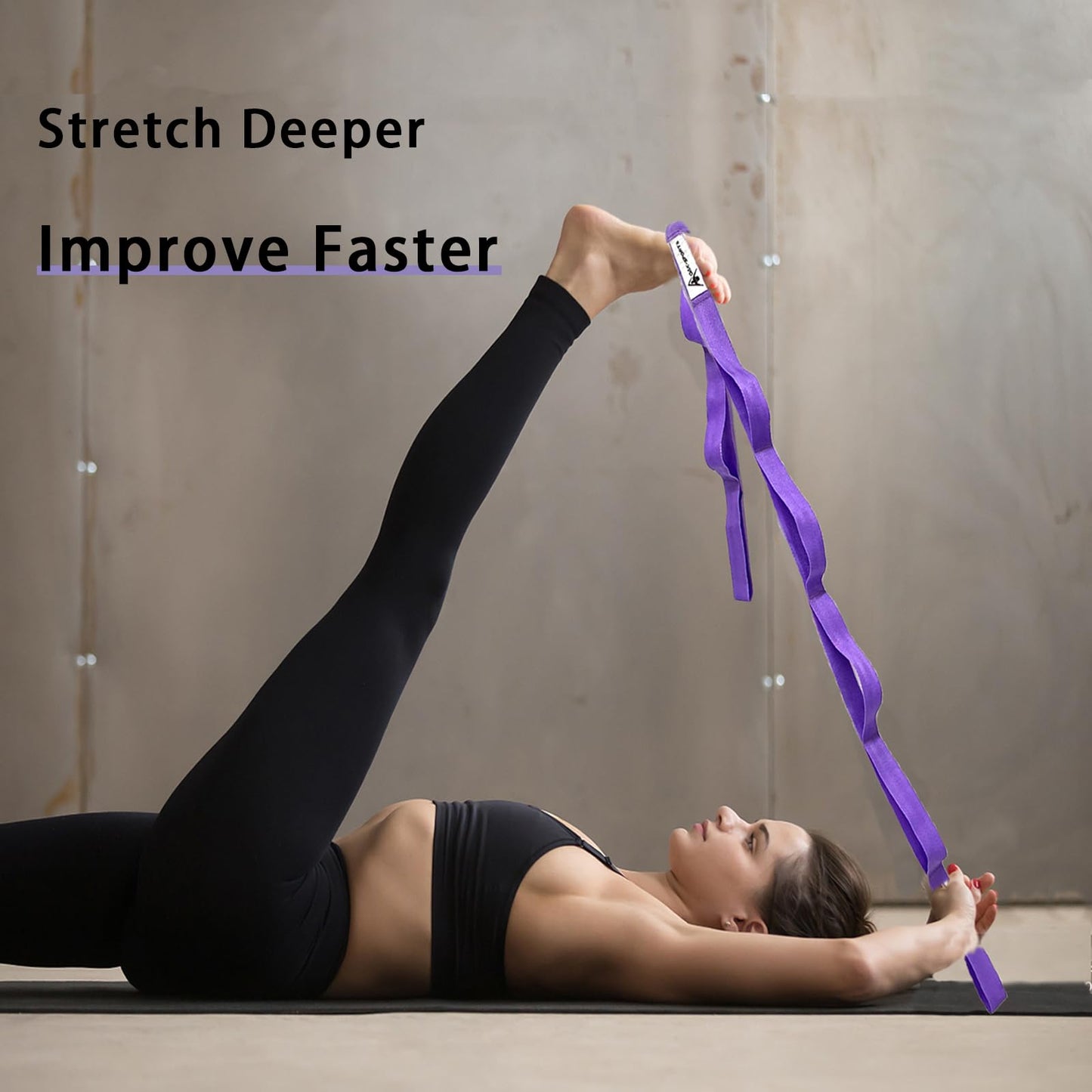 Stretching Strap Yoga Strap with Loops, Stretch Straps for Physical Therapy, Non-Elastic Exercise Strap for Pilates, Dance and Gymnastics with Workout Guide (Purple+Purple)
