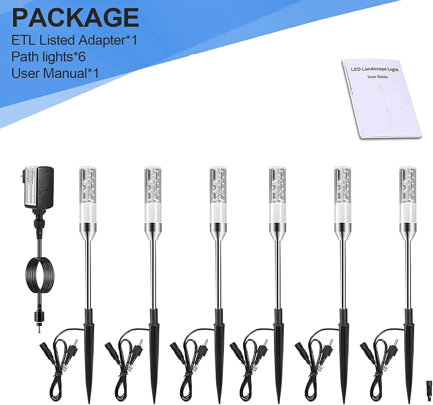 B-Right Outdoor Pathway Lights - 6 Pcs Led Landscape Lighting, 570 Lumens, Ip65 Waterproof, Cool White 6000K, Low Voltage 12V