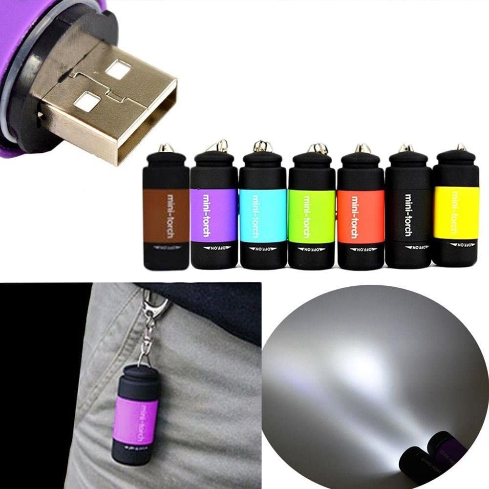 Cussity Mini Keychain Flashlights Usb Rechargeable Colorful Small Led Flashlight Torches For Kids/mature-themed Hiking Camping Waterproof Pocket Flashlights For Backpack/Belt (3Packs)