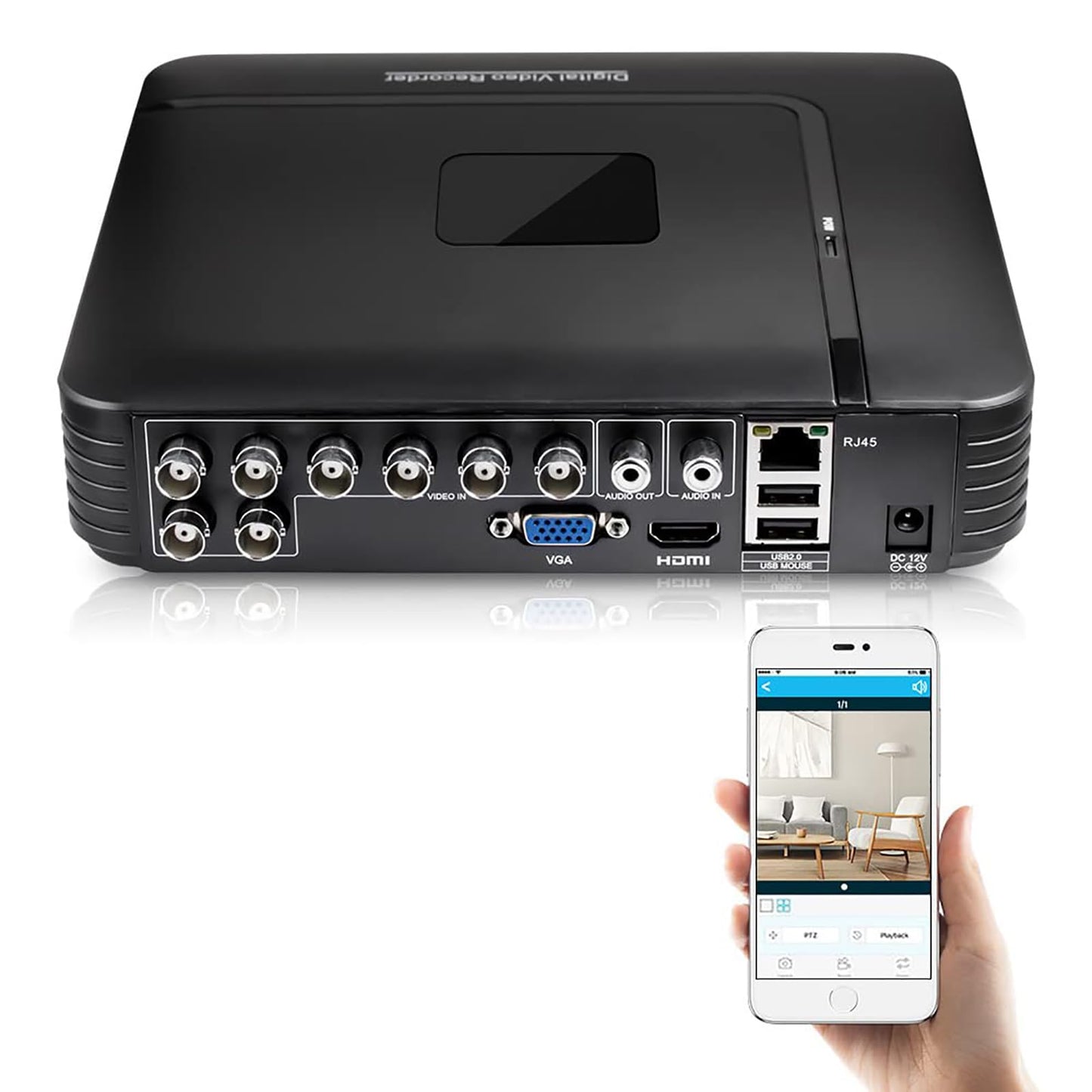 1080P 8CH Surveillance DVR Recorder H.265+ Standalone 4-in-1 CCTV Digital Video Recorder DVR for Security Camera Home Surveillance System Mobile APP & PC Remote (No Hard Drive)-New
