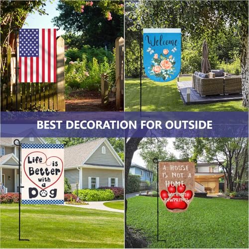 YEAHOME Garden Flag Holder Stand, Premium Yard Flag Holder Weather-Proof Metal Powder-Coated Flagpole with Clip and Stoppe...