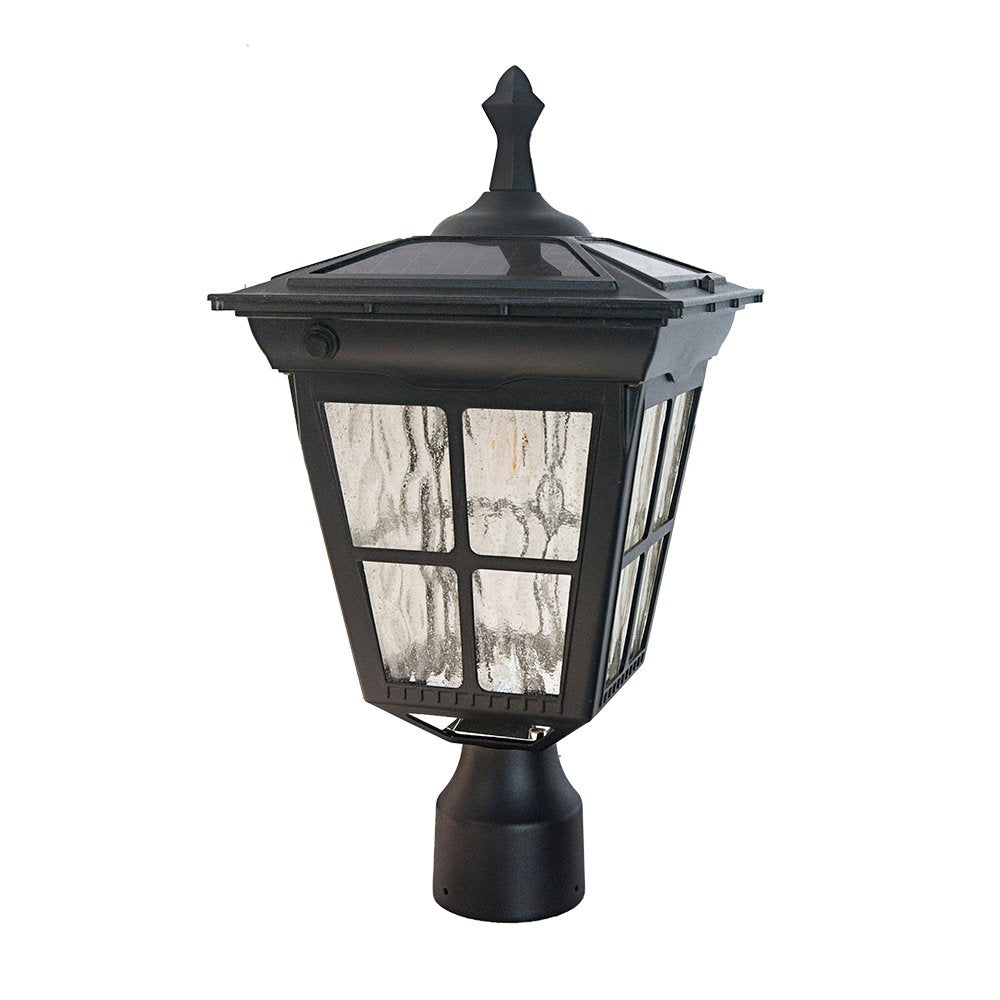 Kemeco Solar Post Light ST4311AHP, Dusk to Dawn Outdoor Lamp with Planter, Black, for Lawn Yard Garden Patio Deck Landscape Decor
