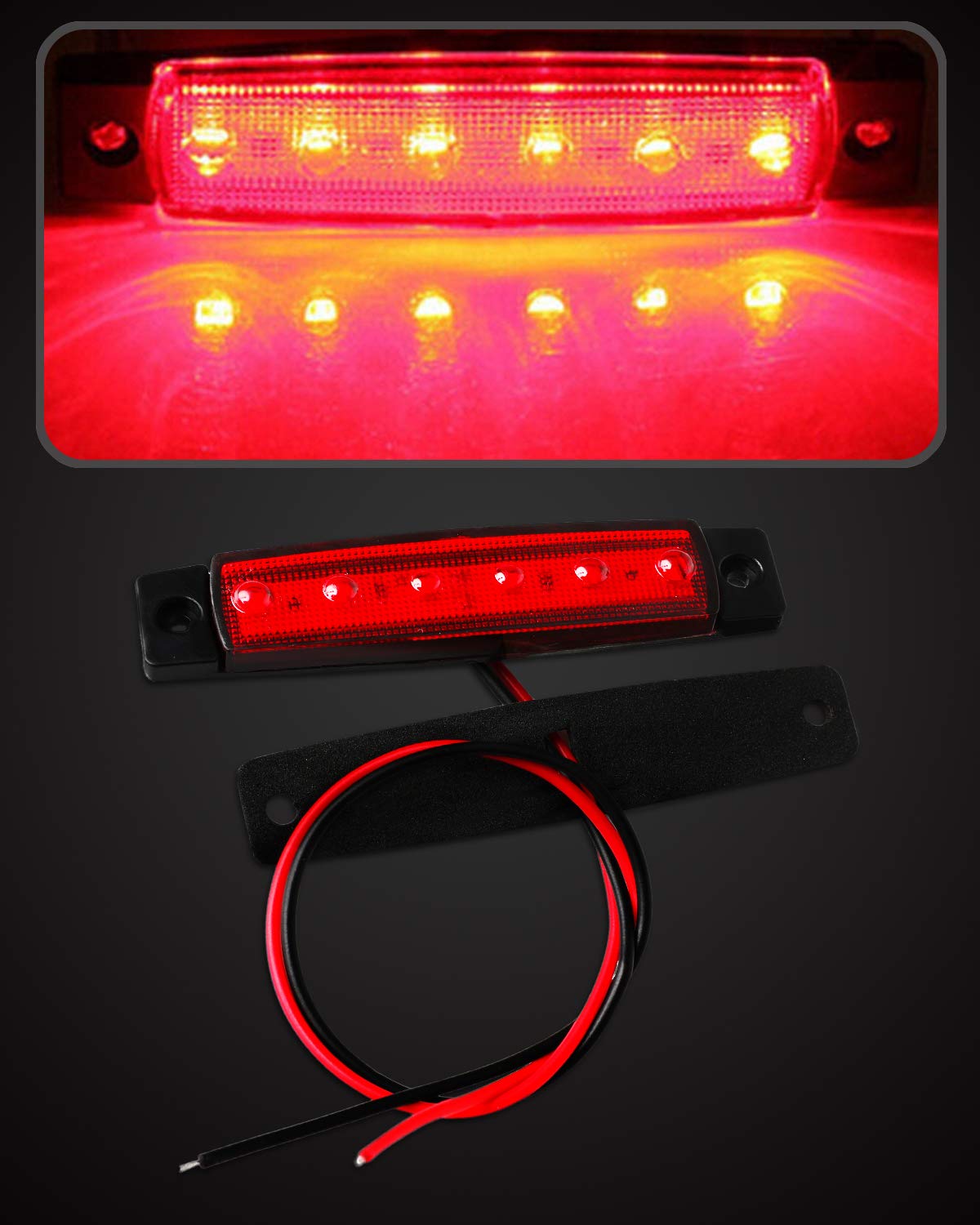 Shangyuan LED Marine Boat Lights, Waterproof Interior Deck Lights, 12V, Red, 10PCS