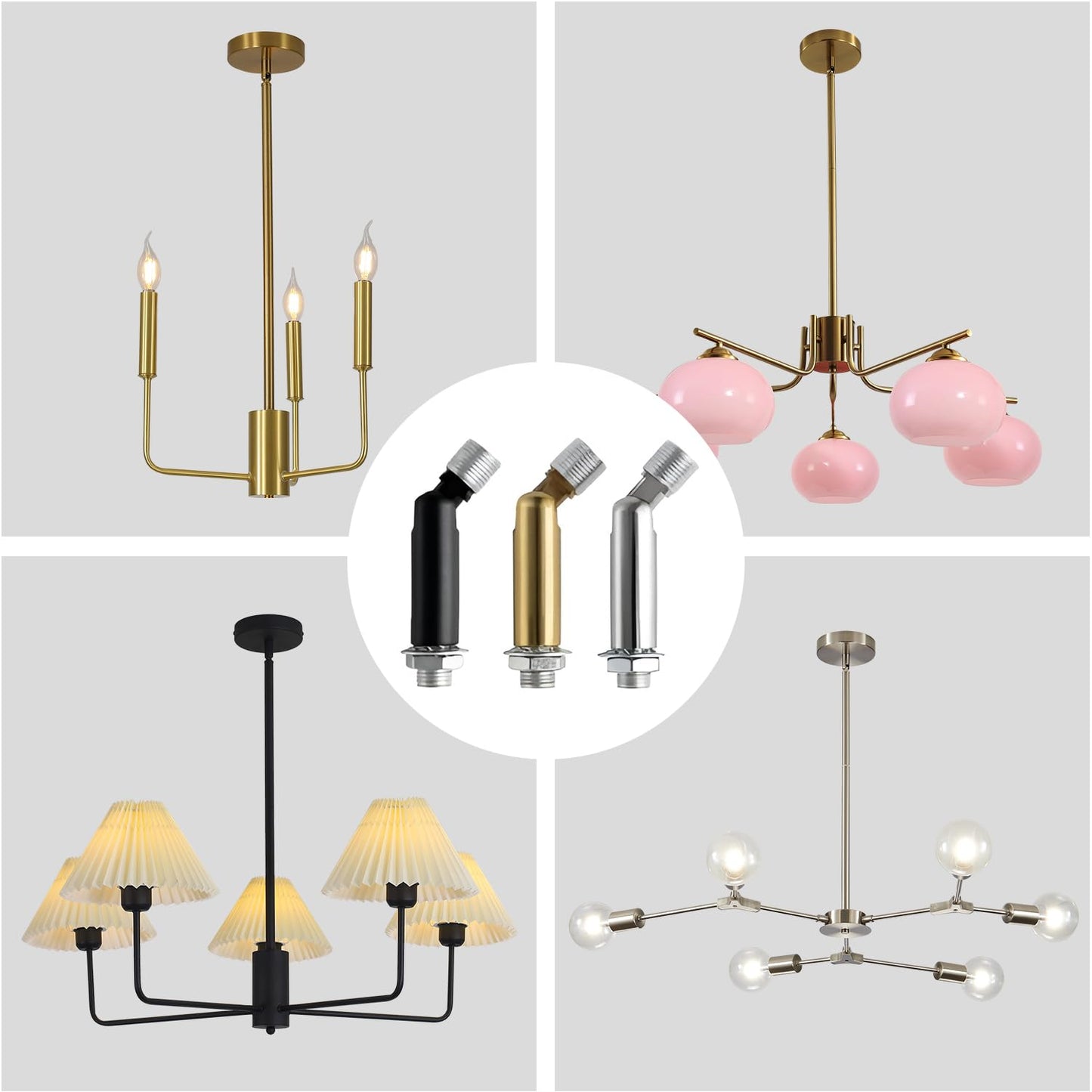 Kco Lighting 2Pcs Sloped Ceiling Adapter For Ceiling Lamp Pendant Light Chandelier Track Suspension Accessories Hanging Helper Suitable For Vaulted Angle Or Irregular Ceiling (Black)