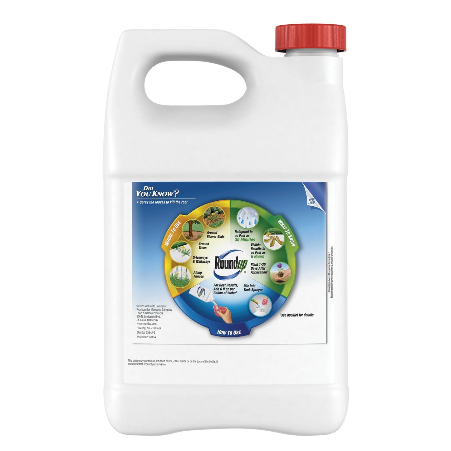 Roundup Weed & Grass Killer₄ Concentrate, Use in and Around Flower Beds, Walkways and Other Areas of Your Yard, 1 gal.
