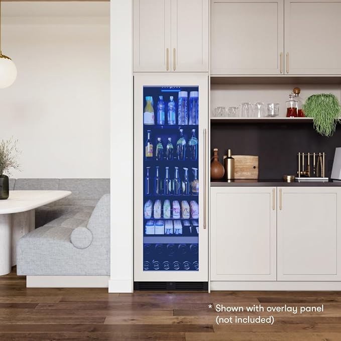 Zephyr 24 Inch Panel-Ready Wine Fridge & Beverage Refrigerator Single Zone Full Size - Tall Wine Cooler Cellars Large Bar Drink Freestanding w/Glass Door - 266x12oz cans & 14x750 ml bottles