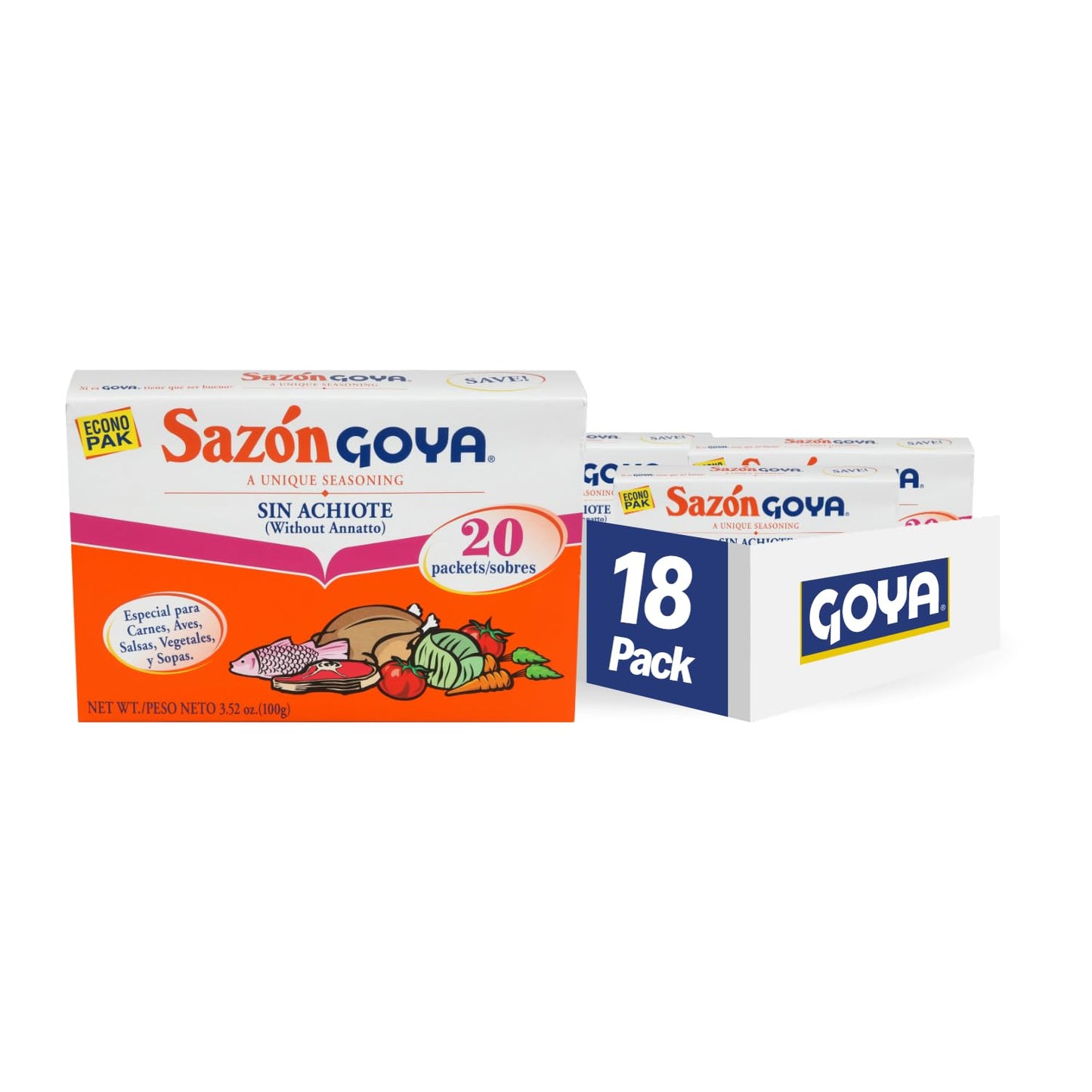 Goya Foods Saz n Seasoning without Annatto, 3.52 Ounce (Pack of 18)