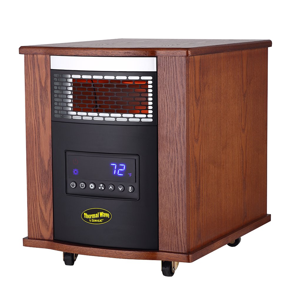 Thermal Wave By Sunheat Tw1500-Uv With Uv Germicidal Air Purification Infrared Heater With Remote Control, Modern Oak