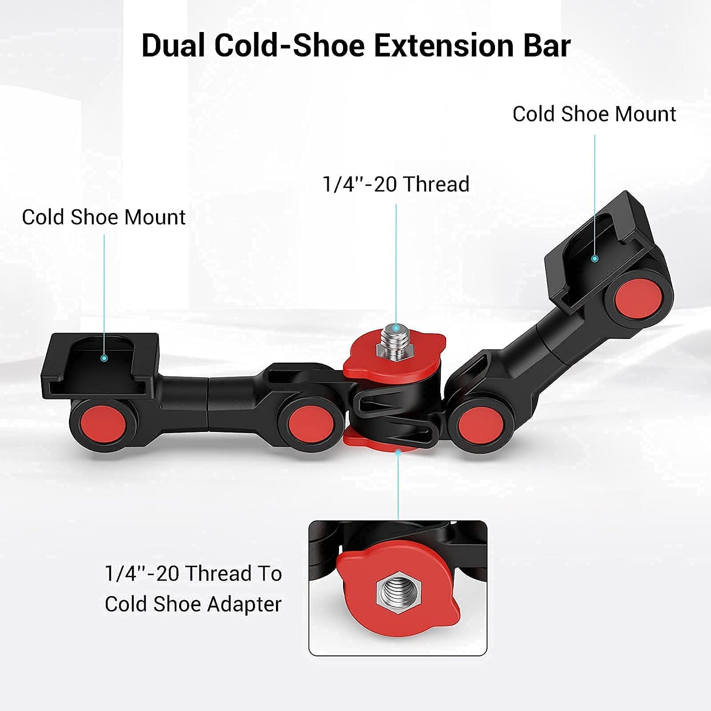 Dual Cold Shoe Mount By Smallrig, Extension Bar Universal Cold Shoe Adapter With 1/4 Thread Holes, For Microphone,Led Video Lig