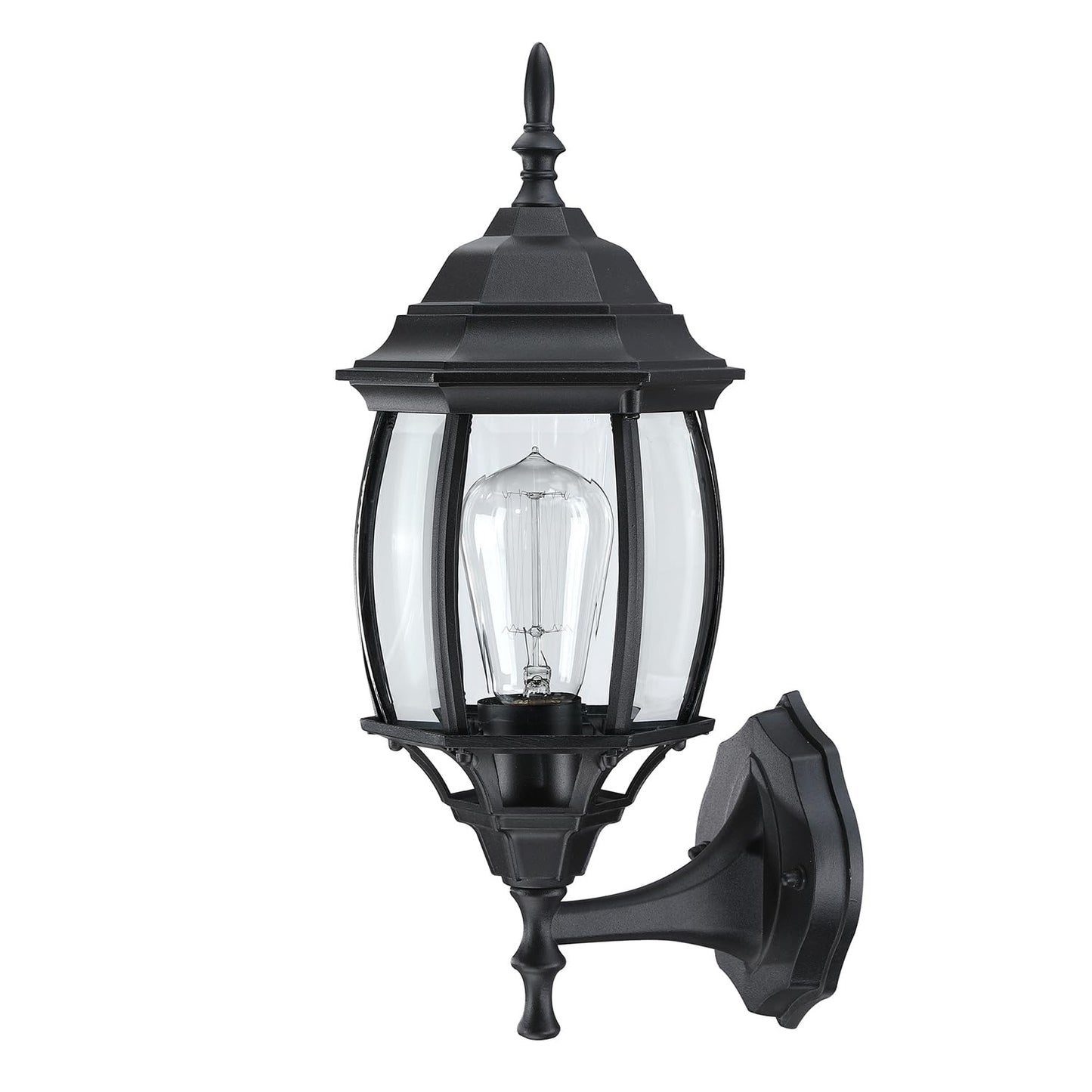 Faymart Lighting 16.8 Inch Outdoor Porch Light - Black Outside Light For House Metal And Glass Exterior Wall Sconce Waterproof Wall Mount Outdoor Lantern For Garage Front Door Balcony E26 Base