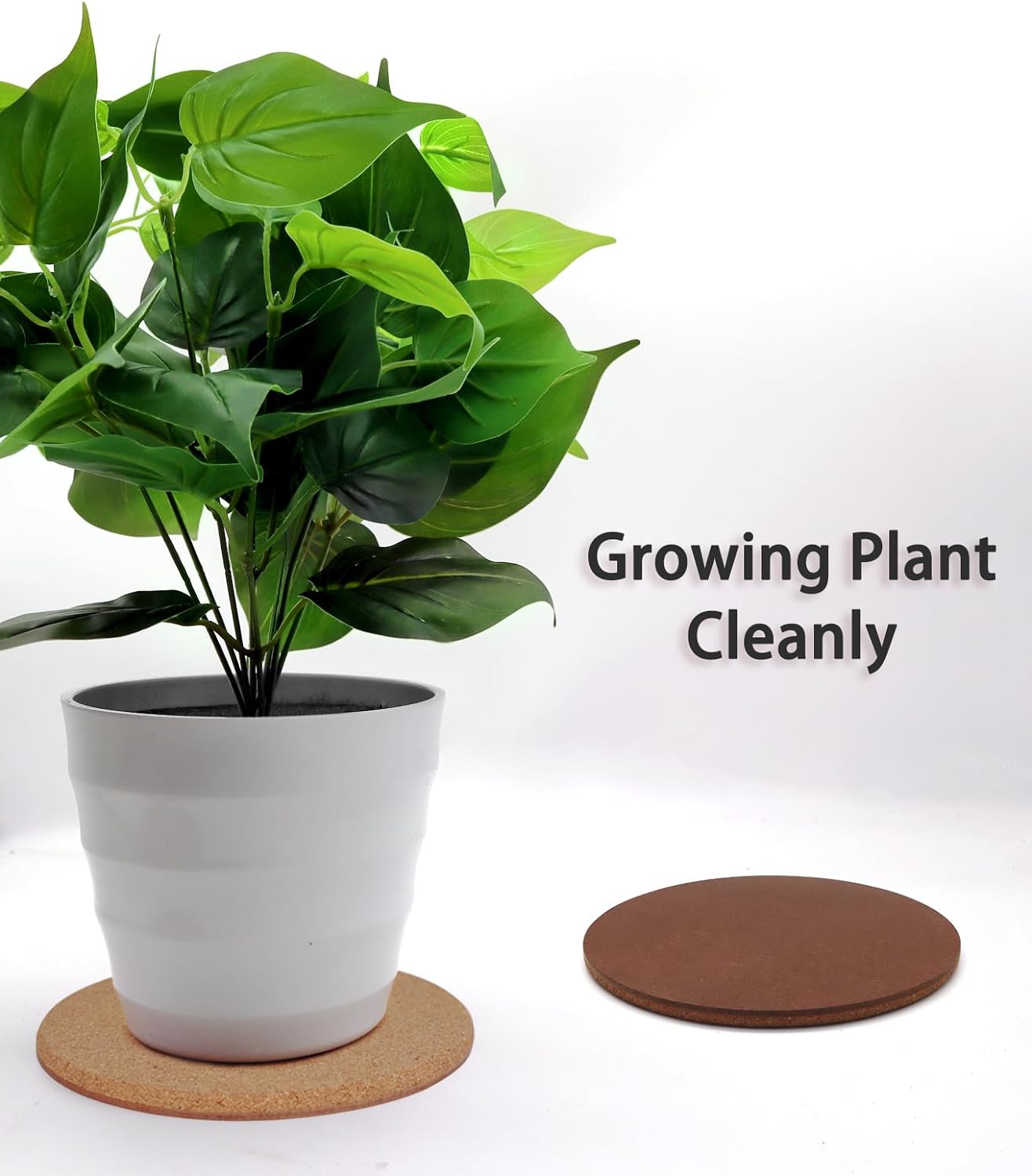 Cork Plant Coasters, Layers Hard Thick Planter Coaster, 10 Inch Absorbent Mats, Cork Trivets for Hot Dishes, Coasters for House Plants, 3 Pcs